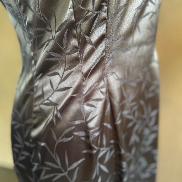 Gantos Petite 8P Black Satin Mandarin Collar Maxi Dress • Side Slit Cheongsam St - Picture 8 of 13